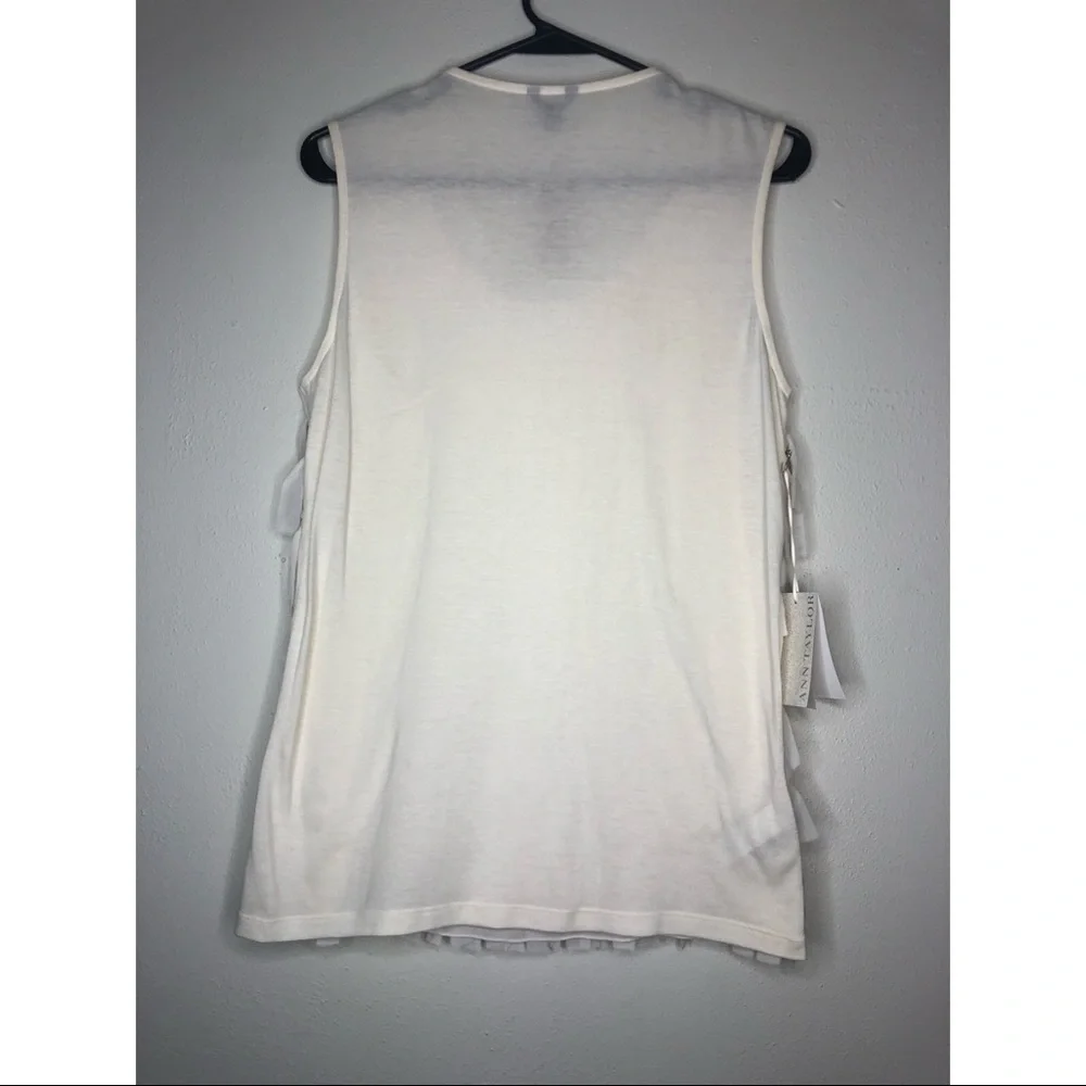 NWT Ann Taylor Cream Fringe Top - Picture 5 of 8